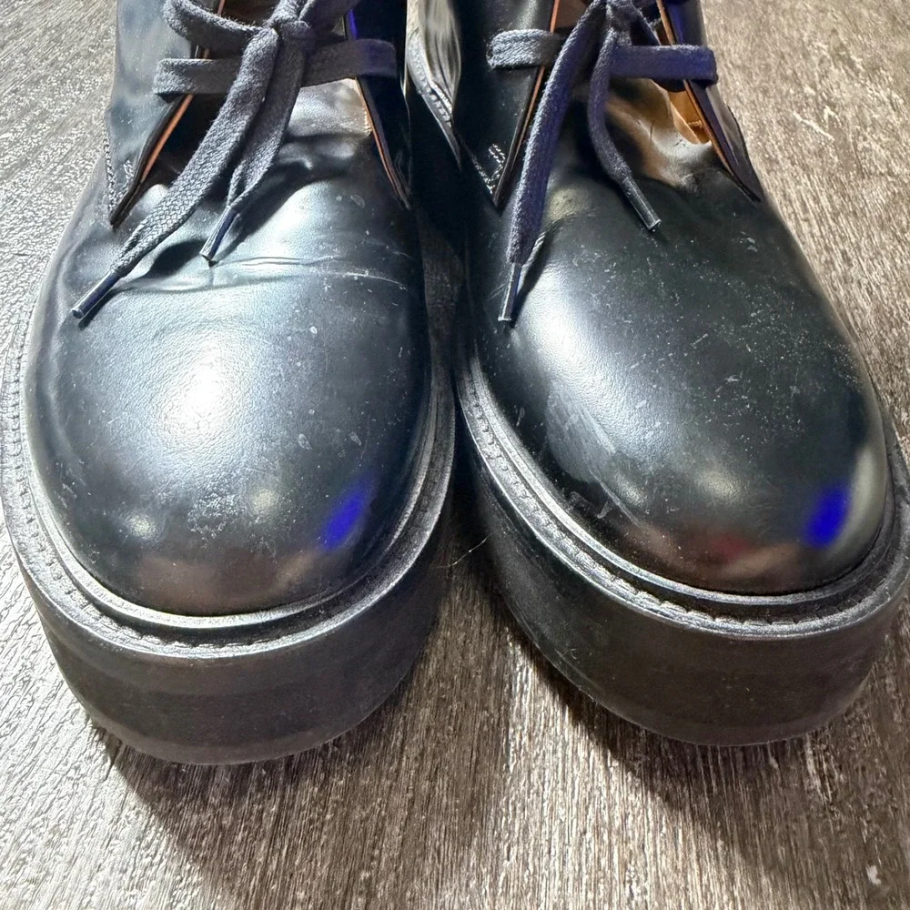 Paul Smith Chukka Boots Mens 41 Black Leather Platform Made in Italy P086